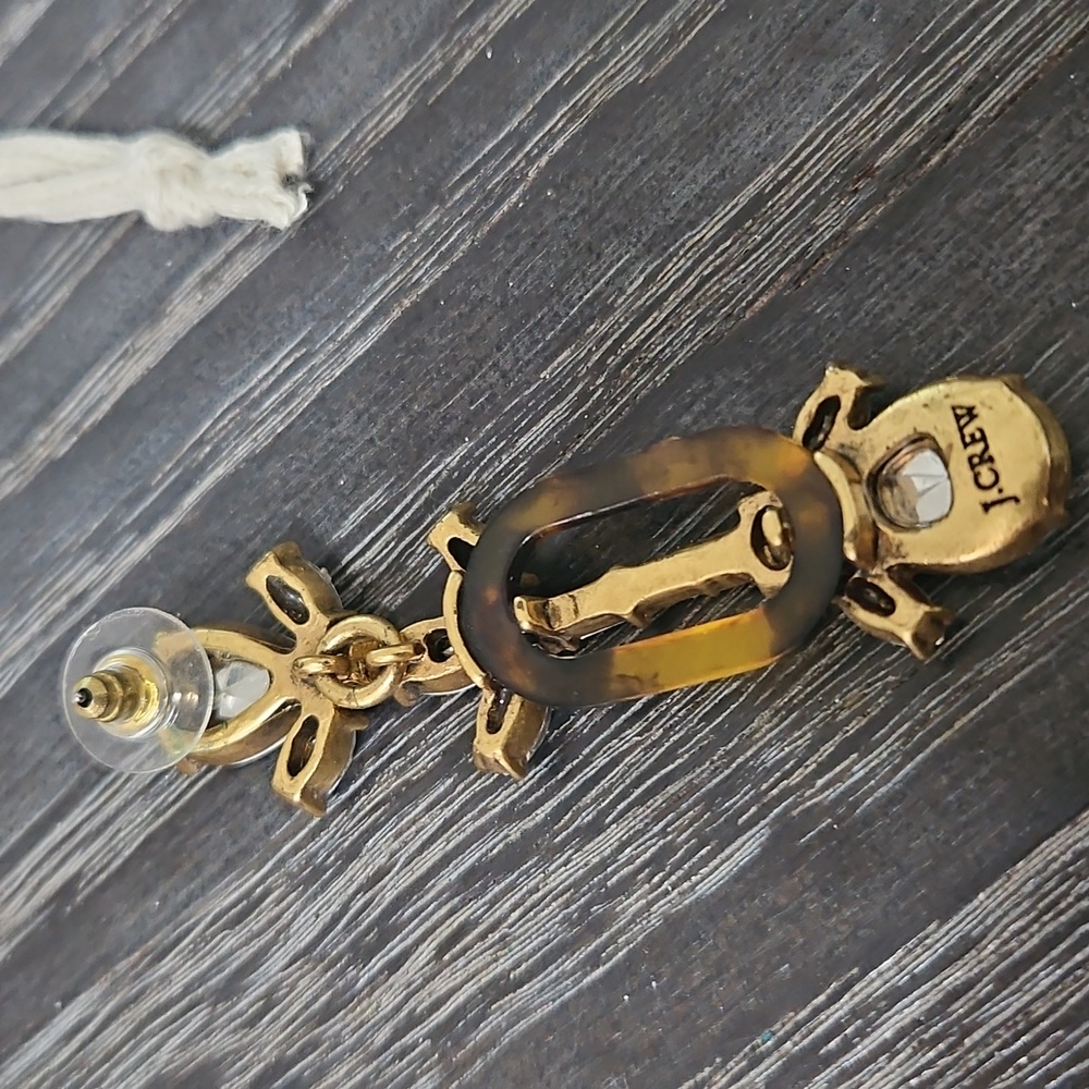 J. Crew Gold And Crystal Drop Earrings - Picture 2 of 3